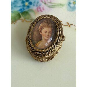 Vintage 60's Lady Portrait Bubble glass Small Trinket Box
